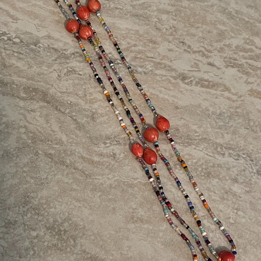 Long Multi-Colored Beaded Necklace